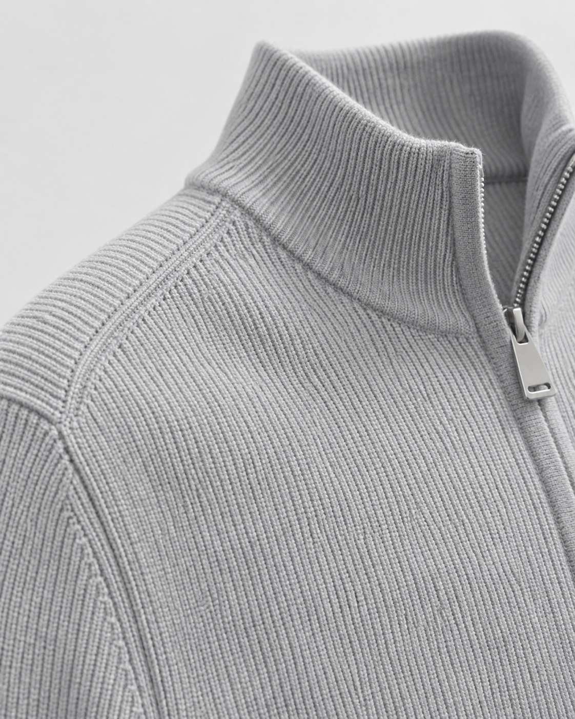 Men's Full Zip Cardigan Sweater - Knit Stand Collar