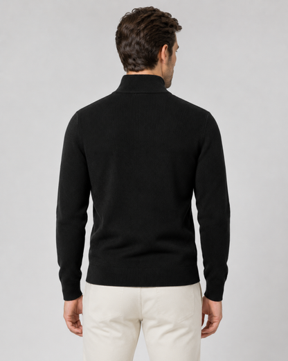 Men's Full Zip Cardigan Sweater - Knit Stand Collar