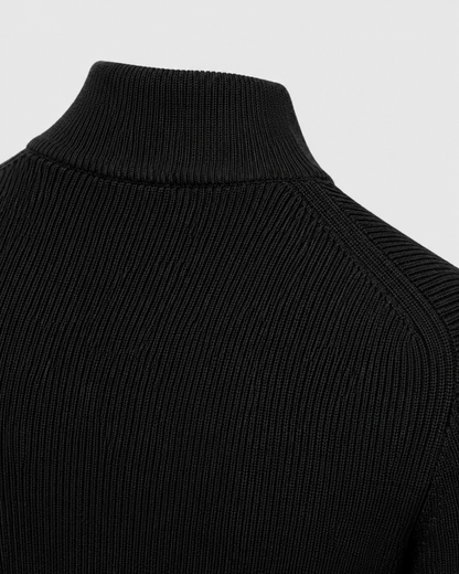 Men's Full Zip Cardigan Sweater - Knit Stand Collar