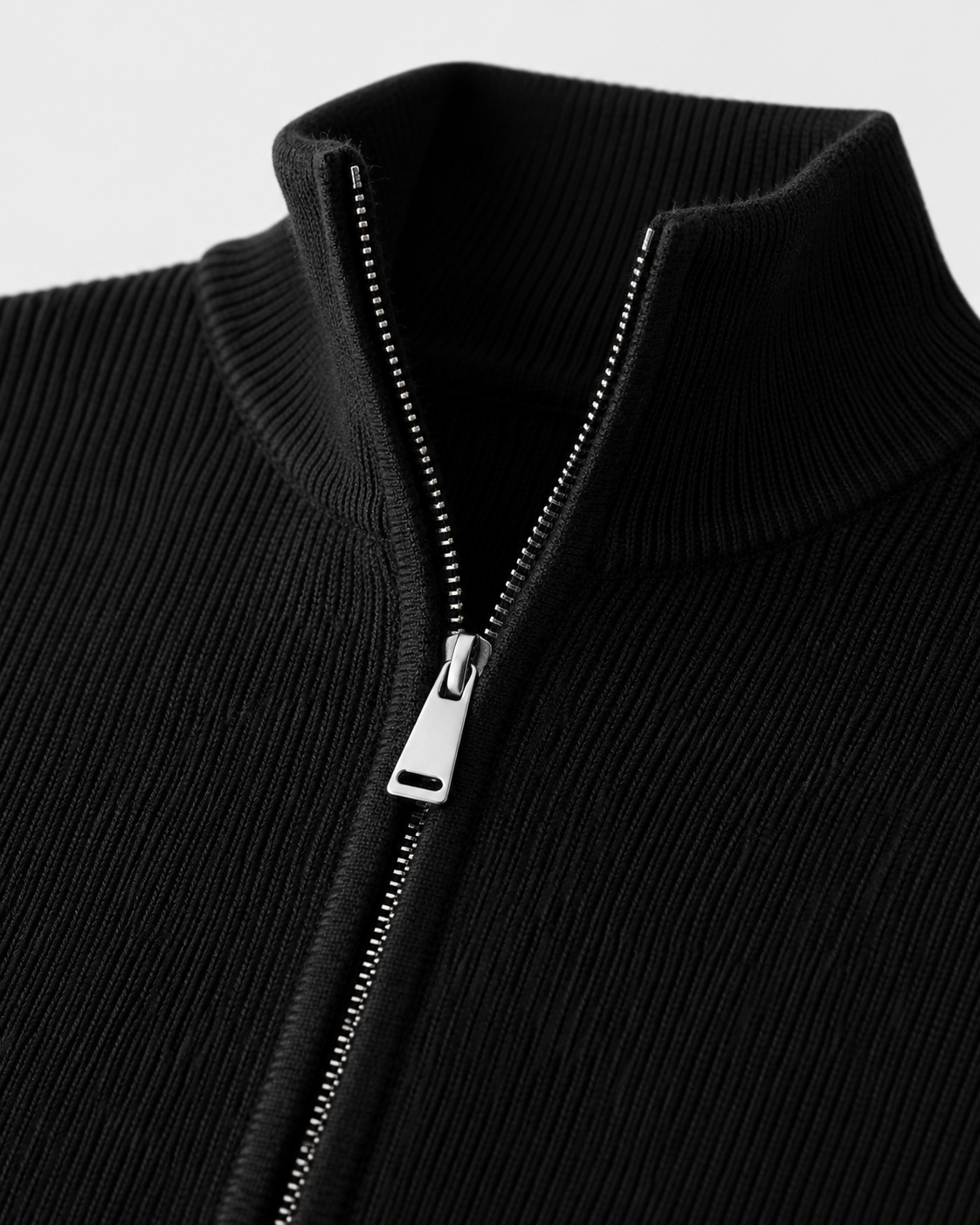 Men's Full Zip Cardigan Sweater - Knit Stand Collar