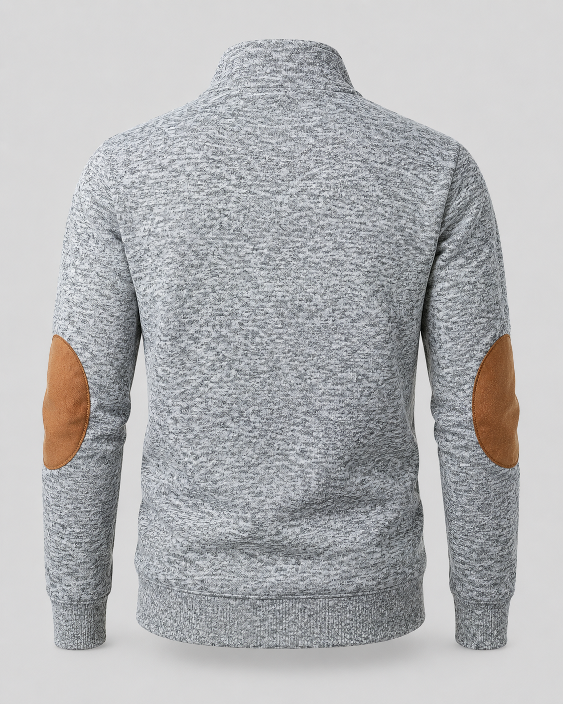 Men's Button Neck Sweater - Heathered Stand Collar Knit
