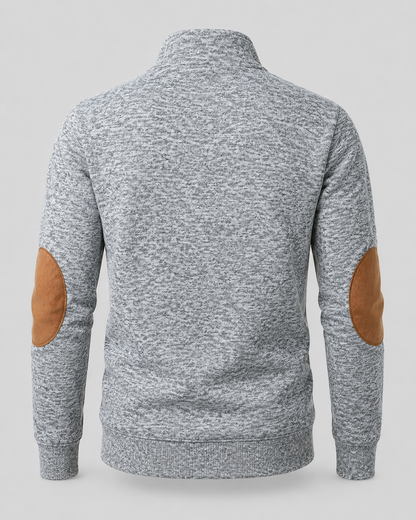 Men's Button Neck Sweater - Heathered Stand Collar Knit