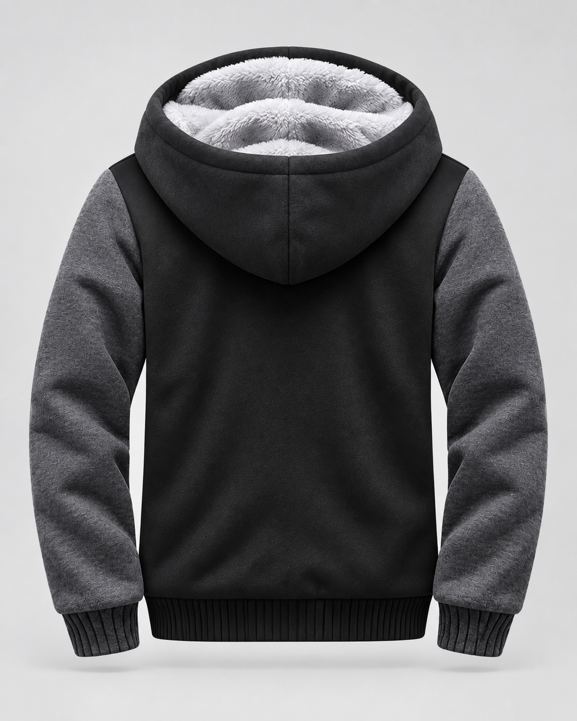 Men's Fleece Zip Up Hoodie Jacket - Hooded Contrast Sleeve