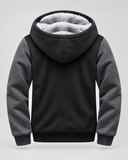 Men's Fleece Zip Up Hoodie Jacket - Hooded Contrast Sleeve