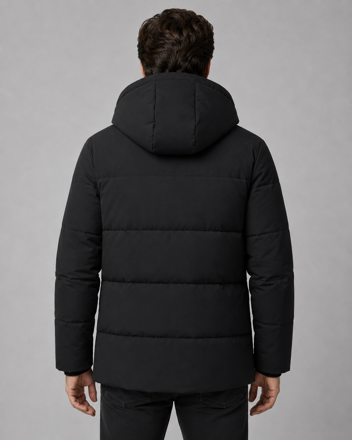 Men's Puffer Jacket - Hooded Plush Lined