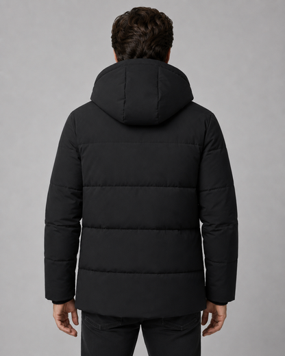 Men's Puffer Jacket - Hooded Plush Lined