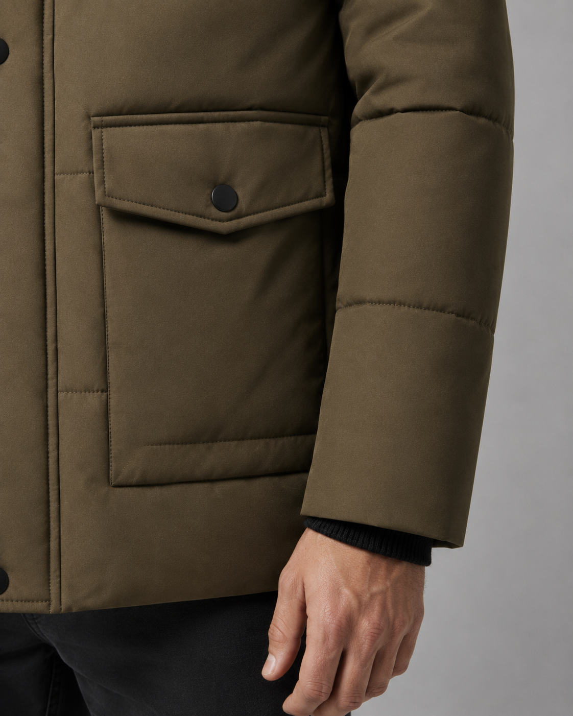 Men's Puffer Jacket - Hooded Plush Lined