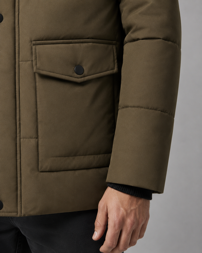 Men's Puffer Jacket - Hooded Plush Lined