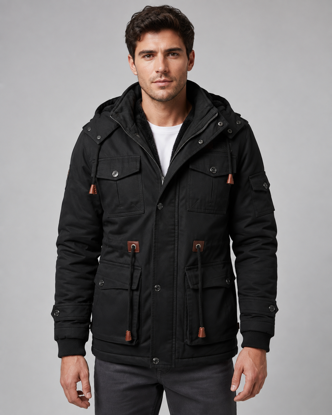 Men's Winter Parka - Hooded Multi Pocket