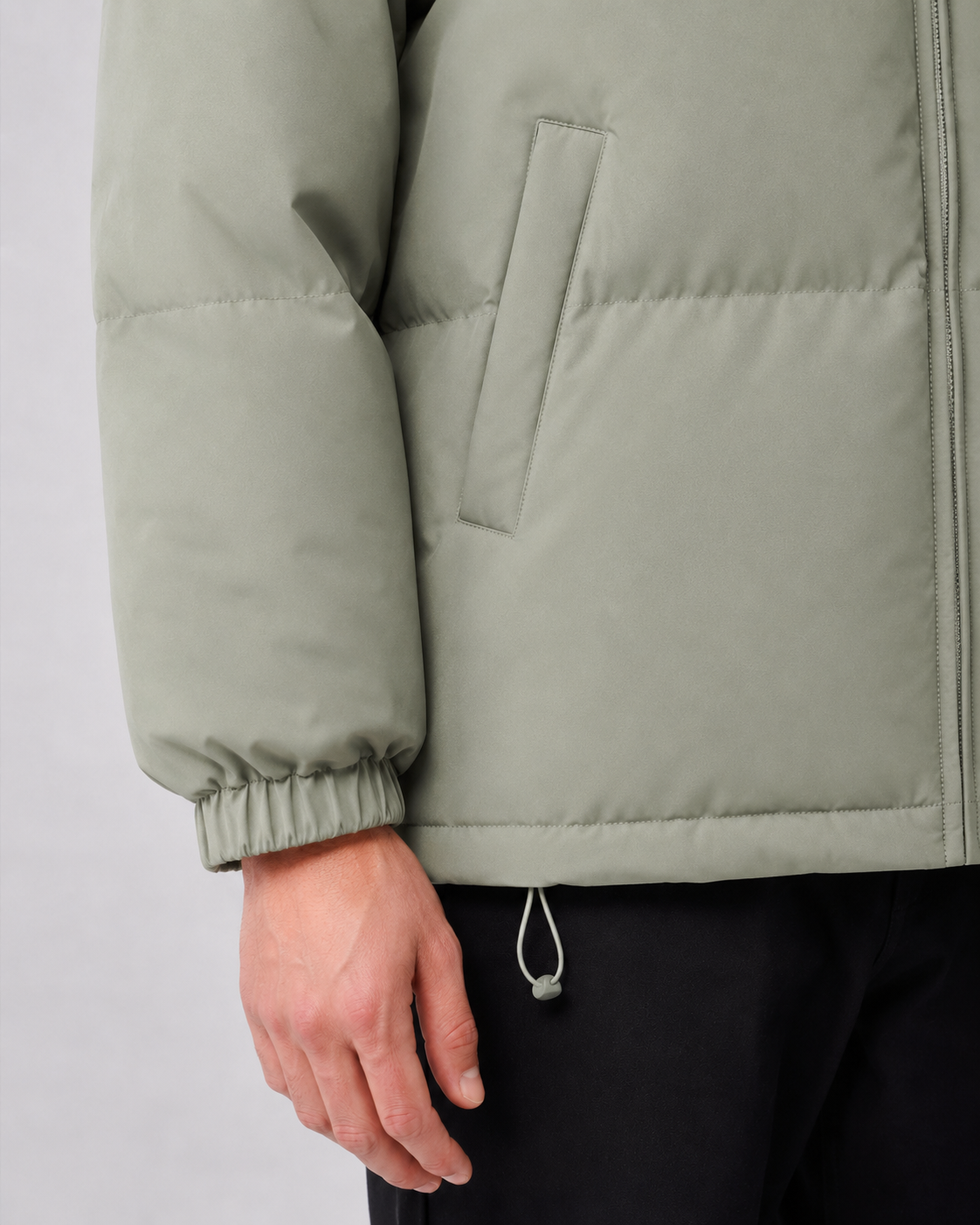 Men's Winter Puffer Jacket - Hooded High Neck