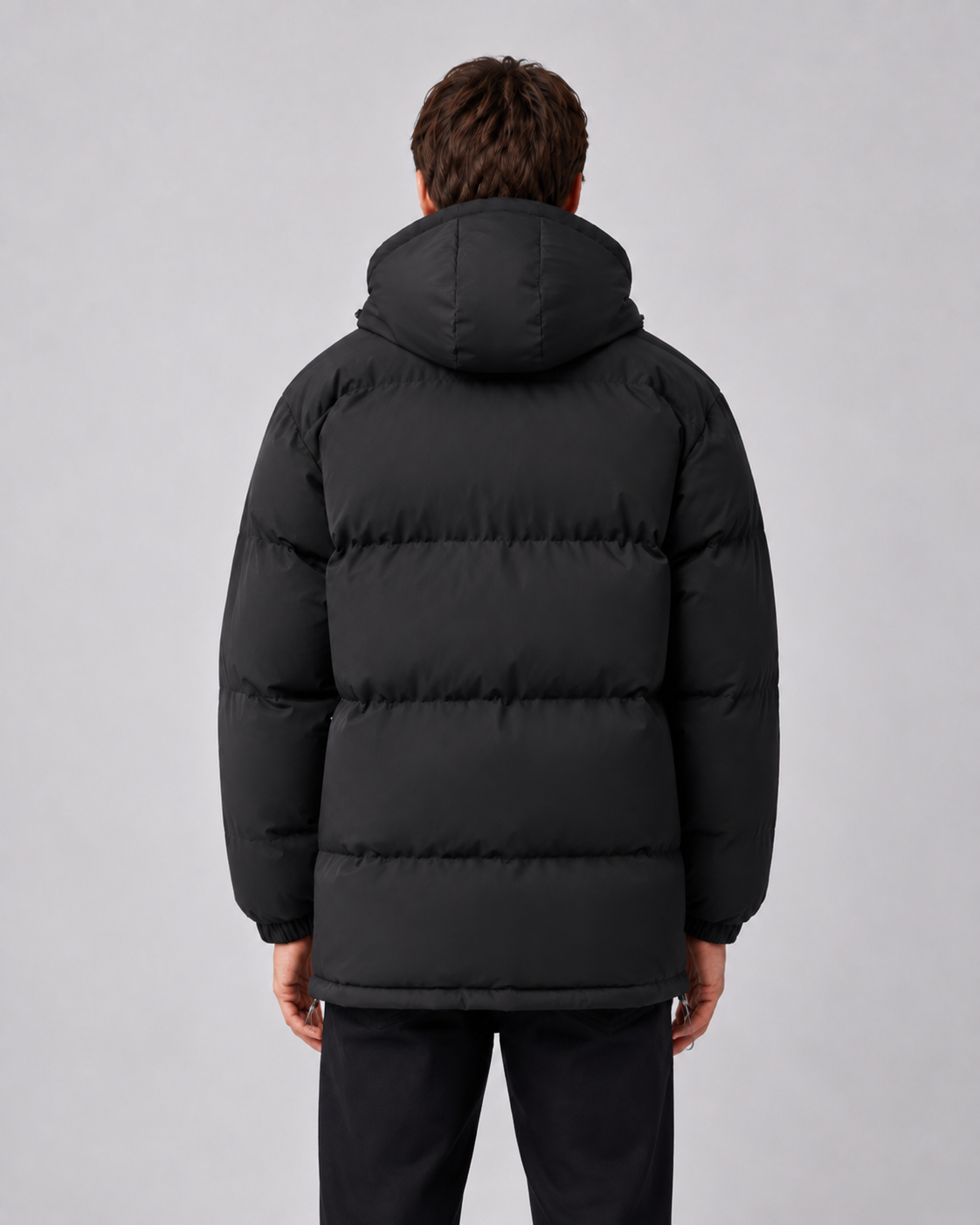 Men's Winter Puffer Jacket - Hooded High Neck