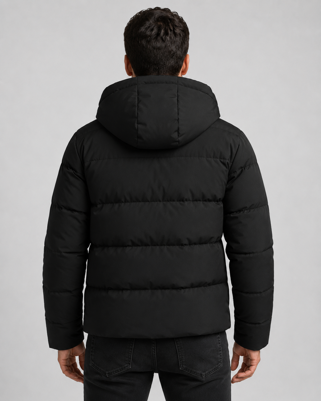 Men's Winter Puffer Jacket - Hooded Zip Pockets