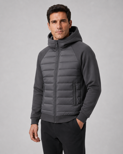Men's Quilted Jacket - Hybrid Hooded Design
