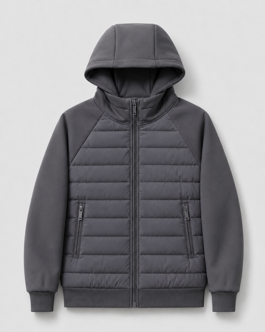 Men's Quilted Jacket - Hybrid Hooded Design
