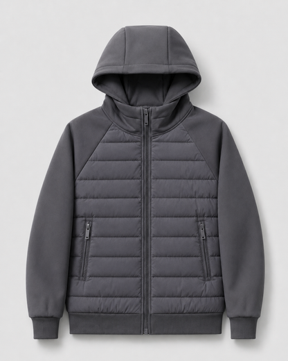 Men's Quilted Jacket - Hybrid Hooded Design