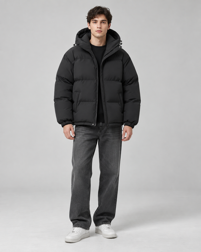 Men's Insulated Puffer Jacket - Hooded Relaxed Fit