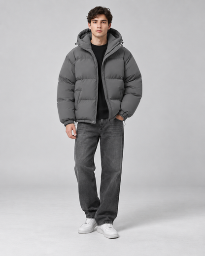 Men's Insulated Puffer Jacket - Hooded Relaxed Fit