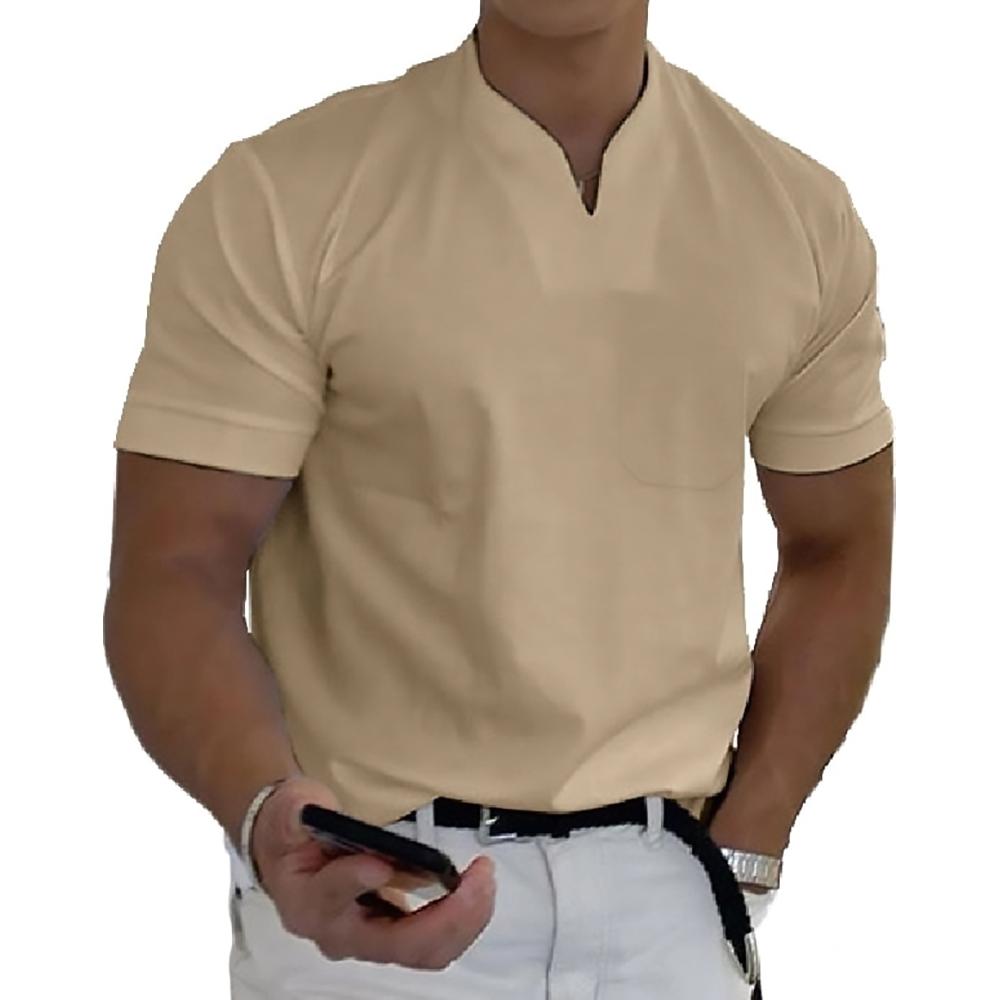 Men's Knit Polo Shirt with Stylish Notch Neck and Chest Pocket Detail