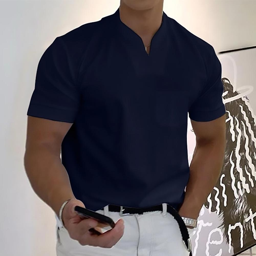Men's Knit Polo Shirt with Stylish Notch Neck and Chest Pocket Detail