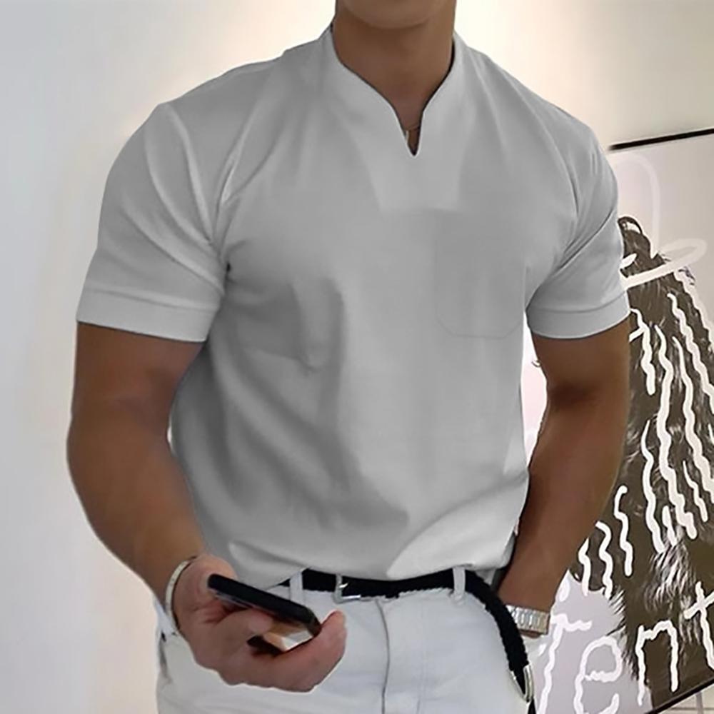 Men's Knit Polo Shirt with Stylish Notch Neck and Chest Pocket Detail