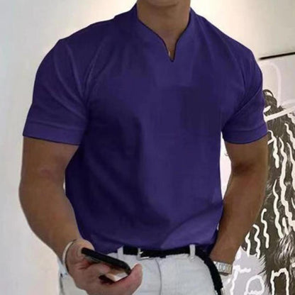 Men's Knit Polo Shirt with Stylish Notch Neck and Chest Pocket Detail