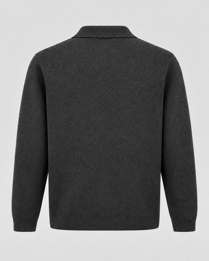 Men's Knit Jacket - Zip Up Shirt Collar