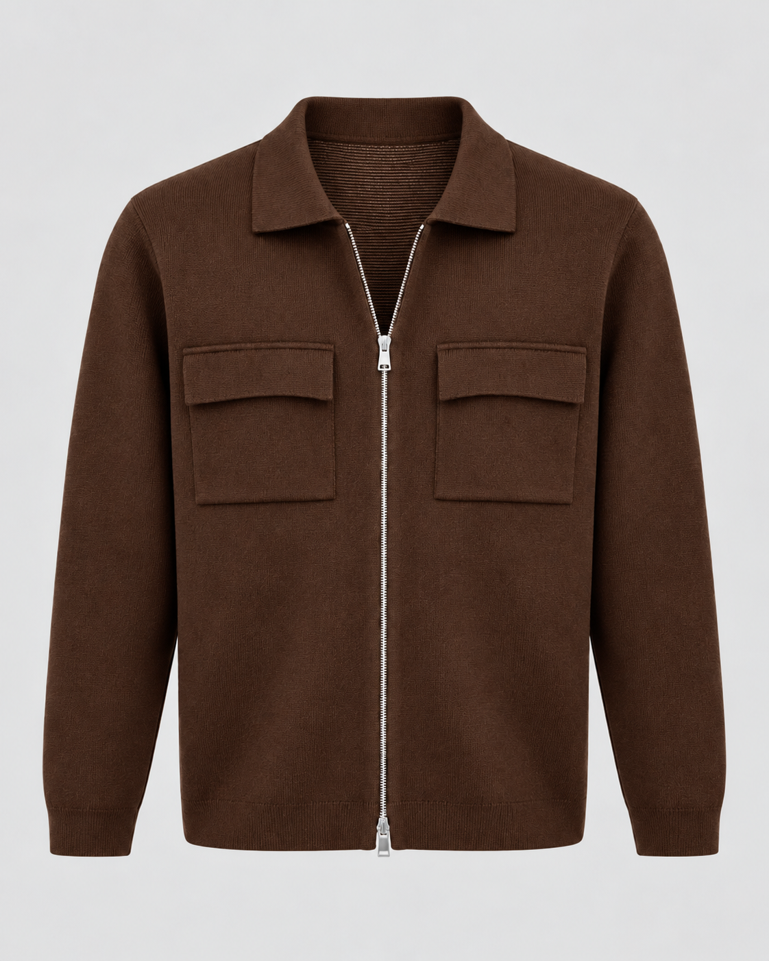 Men's Knit Jacket - Zip Up Shirt Collar