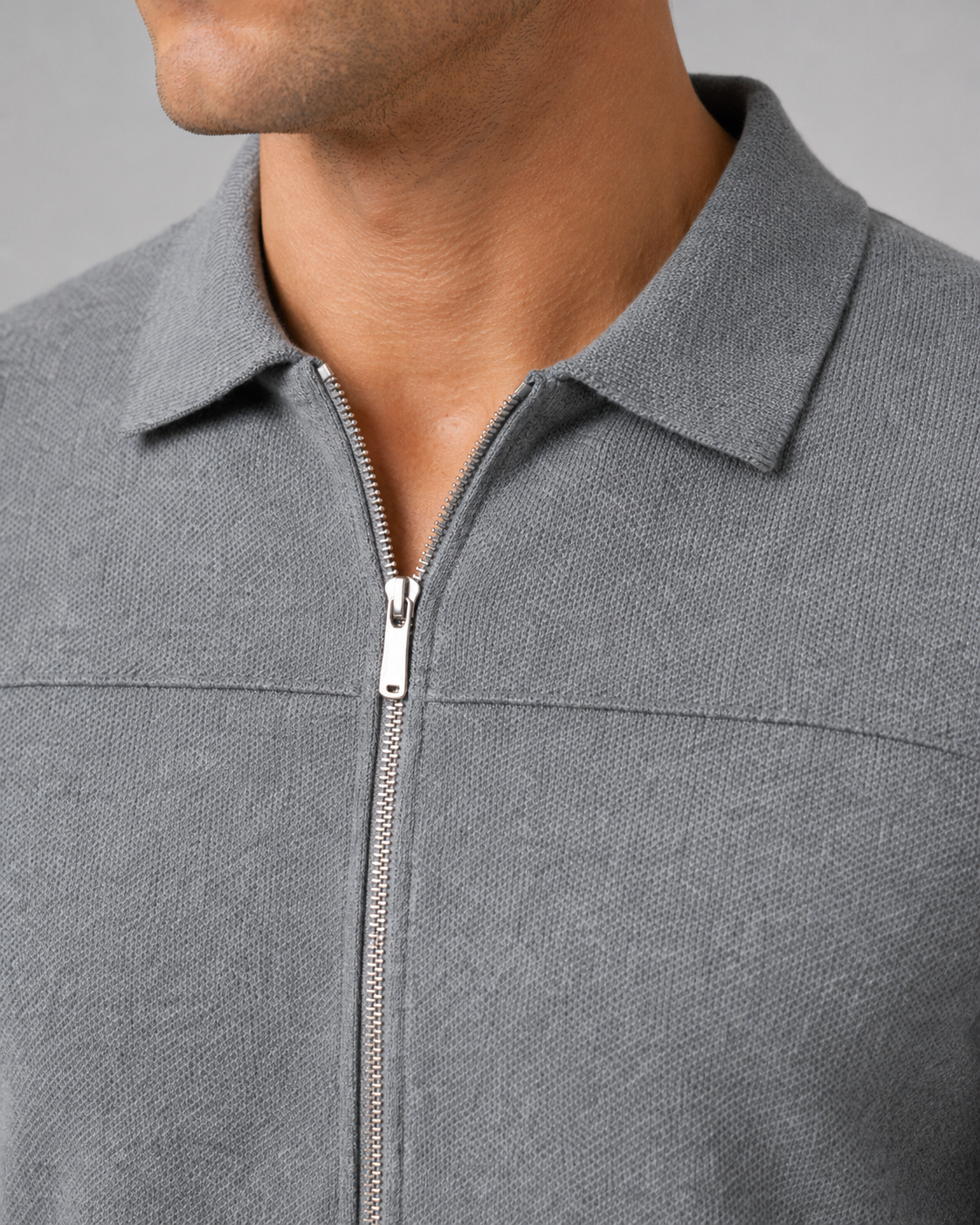 Men's Full Zip Cardigan Sweater - Collared Knit Regular Fit