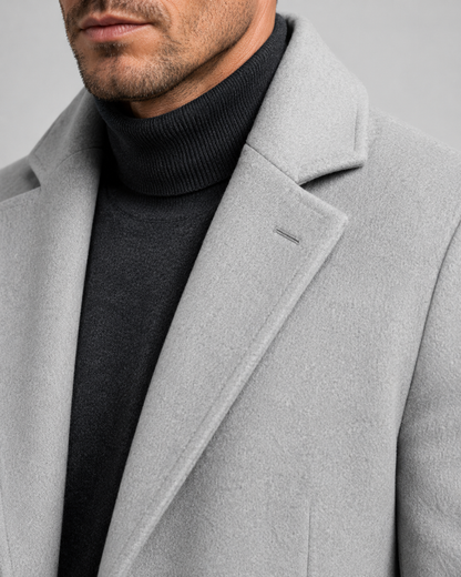 Men's Long Overcoat - Single Breasted Tailored Fit