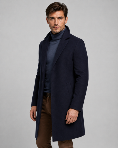 Men's Long Overcoat - Single Breasted Tailored Fit