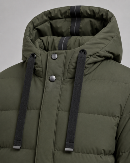 Men's Quilted Parka - Long Hooded Insulated Jacket
