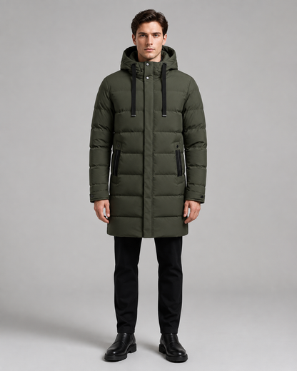 Men's Quilted Parka - Long Hooded Insulated Jacket
