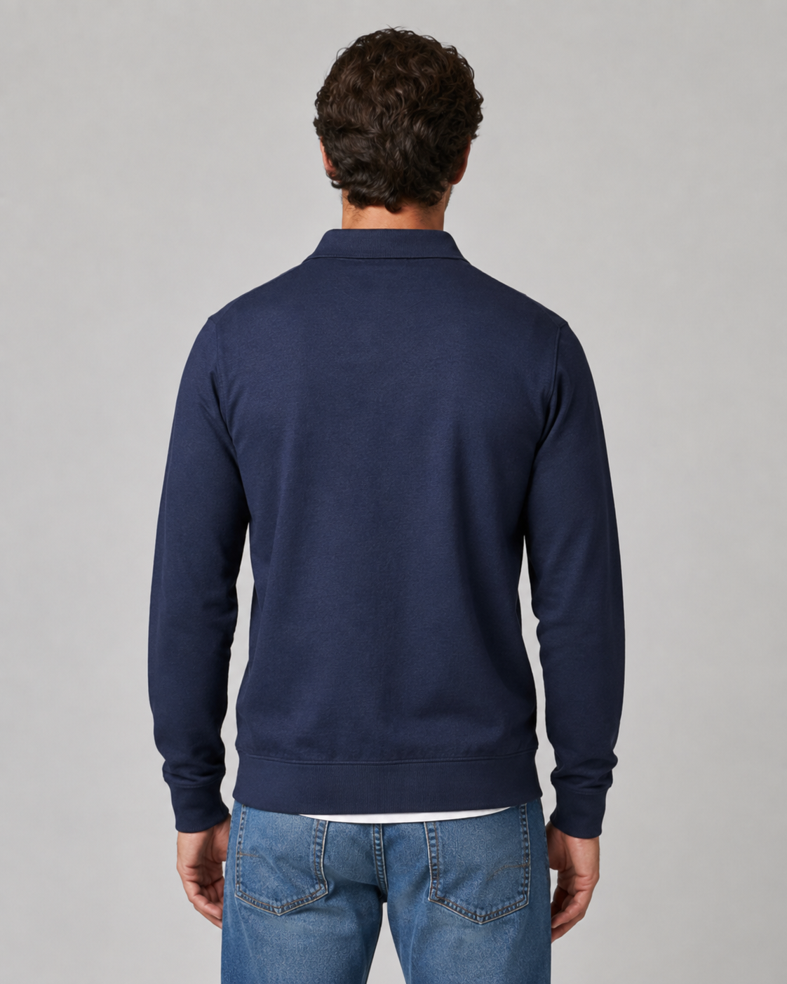 Men's Long Sleeve Polo Sweater - Collared Button Neck