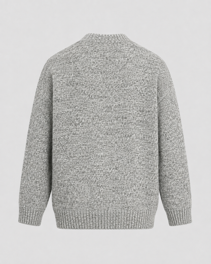Men's Wool Sweater - Marled Crew Neck Relaxed Fit