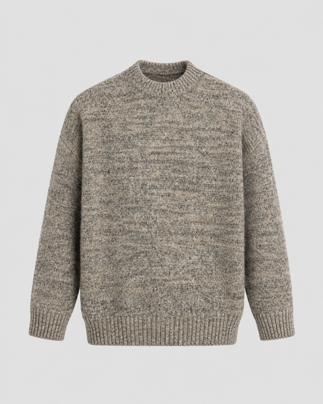 Men's Wool Sweater - Marled Crew Neck Relaxed Fit