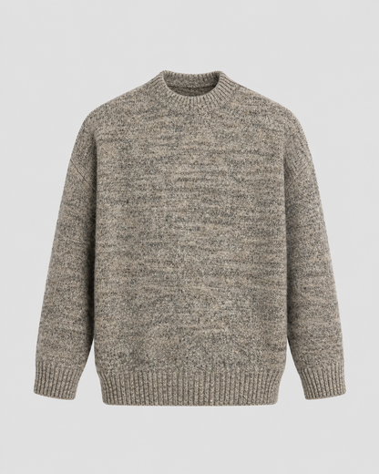 Men's Wool Sweater - Marled Crew Neck Relaxed Fit