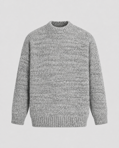 Men's Wool Sweater - Marled Crew Neck Relaxed Fit