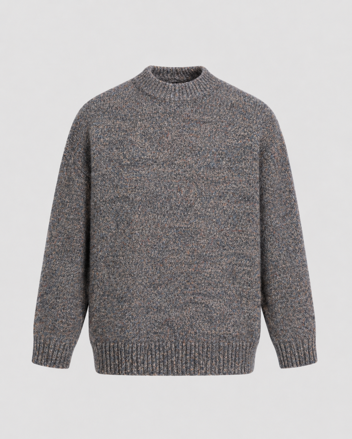 Men's Wool Sweater - Marled Crew Neck Relaxed Fit