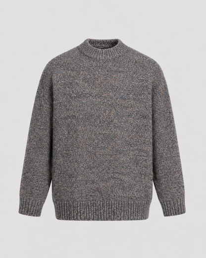 Men's Wool Sweater - Marled Crew Neck Relaxed Fit