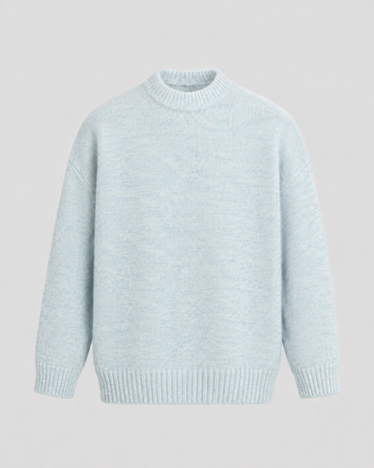 Men's Wool Sweater - Marled Crew Neck Relaxed Fit