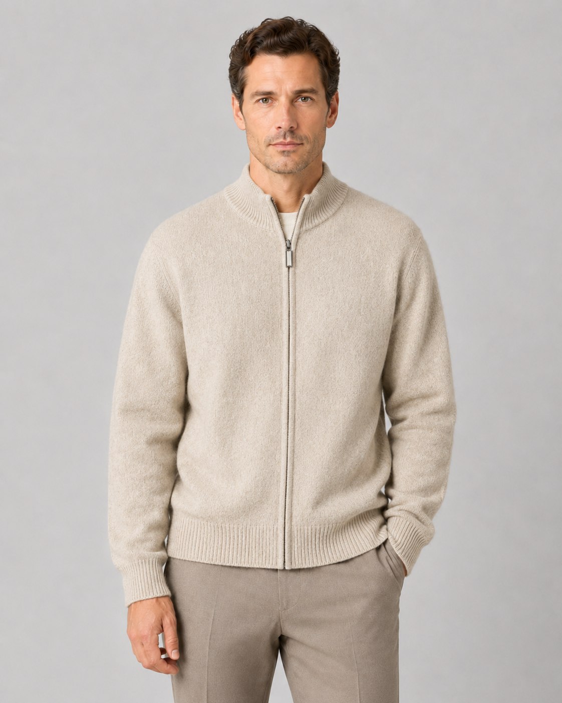 Men's Merino Wool Cardigan - Full Zip Knit Sweater