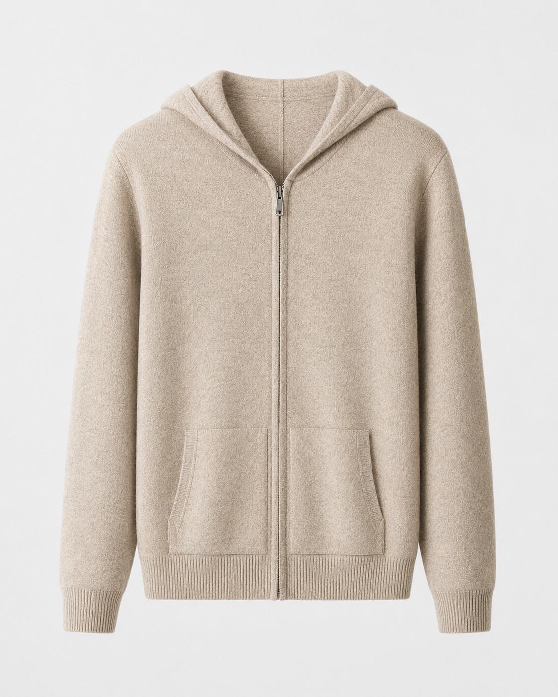 Men's Merino Wool Hoodie - Full Zip Knit Sweater