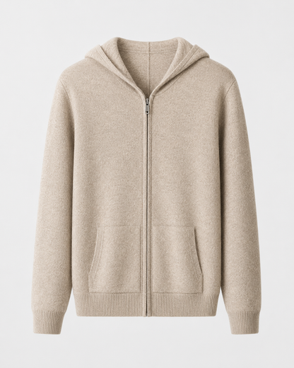 Men's Merino Wool Hoodie - Full Zip Knit Sweater