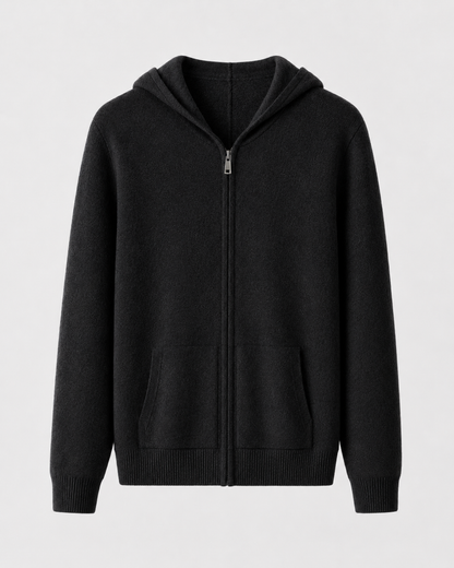 Men's Merino Wool Hoodie - Full Zip Knit Sweater
