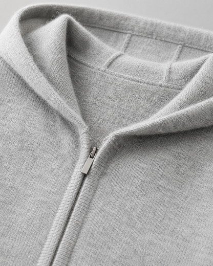 Men's Merino Wool Hoodie - Full Zip Knit Sweater