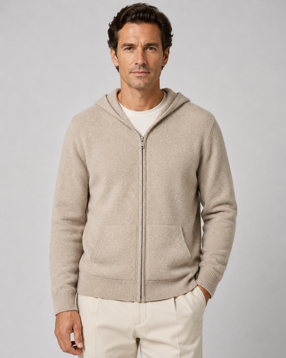 Men's Merino Wool Hoodie - Full Zip Knit Sweater