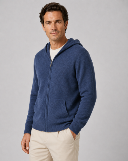 Men's Merino Wool Hoodie - Full Zip Knit Sweater