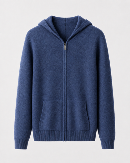 Men's Merino Wool Hoodie - Full Zip Knit Sweater