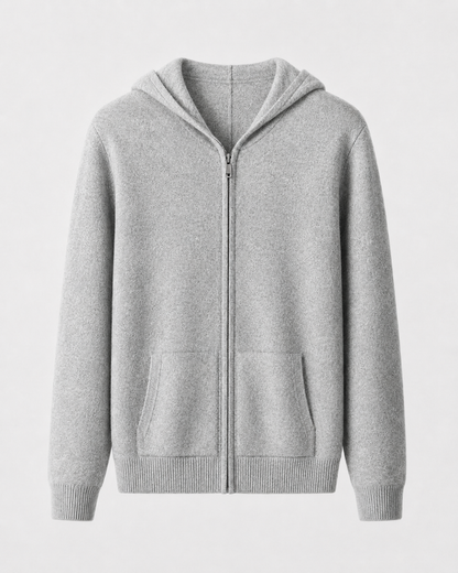 Men's Merino Wool Hoodie - Full Zip Knit Sweater
