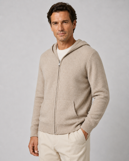 Men's Merino Wool Hoodie - Full Zip Knit Sweater